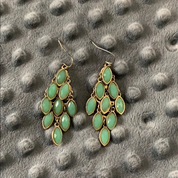 Francesca’s Turquoise and Gold Dangle Earrings - Picture 1 of 2